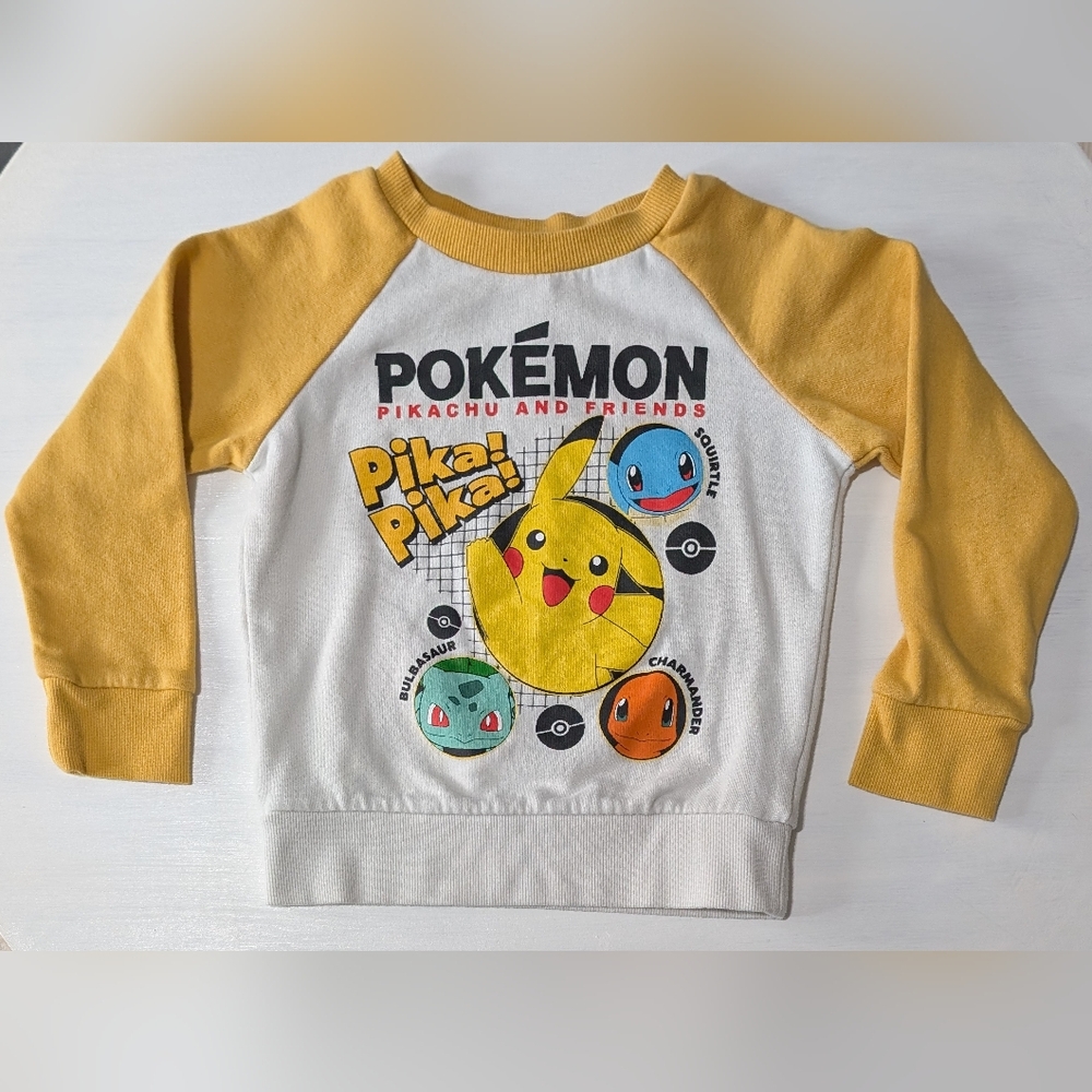 Jumping Beans Pokémon Graphic Sweatshirt Yellow and White